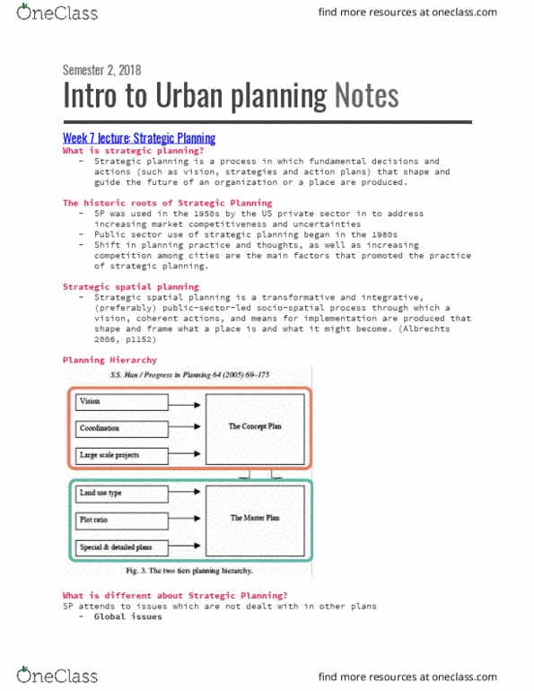 PLAN10002 Lecture Notes - Lecture 7: Urban Planning, Spatial Planning, Strategic Planning thumbnail
