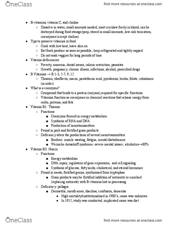 NTDT200 Lecture Notes - Lecture 11: Vitamin B3 Complex, Grain, B Vitamins thumbnail