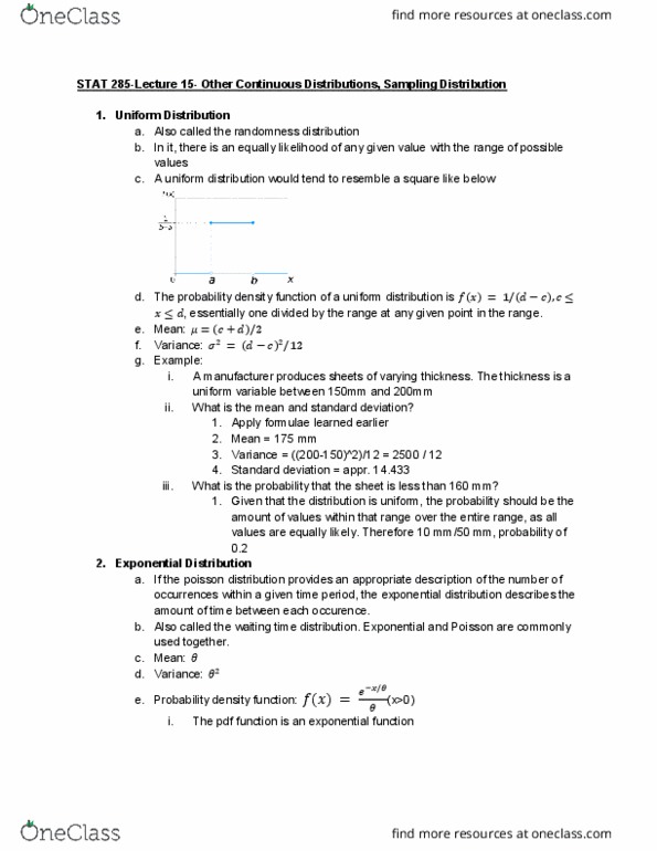 01:960:285 Lecture Notes - Lecture 15: Probability Density Function, Sampling Distribution, Exponential Distribution thumbnail