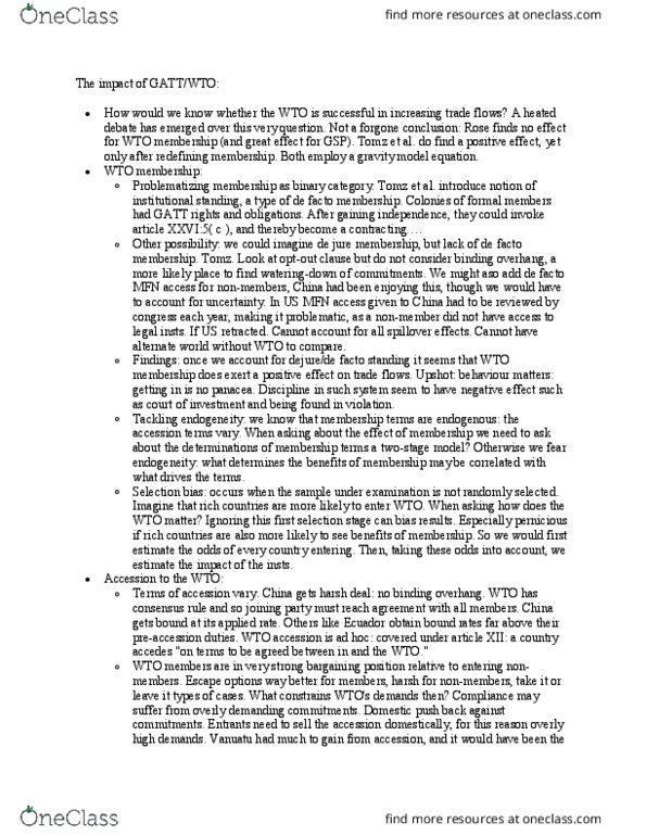 POLI 441 Lecture Notes - Lecture 17: De Jure, World Trade Organization, Selection Bias thumbnail
