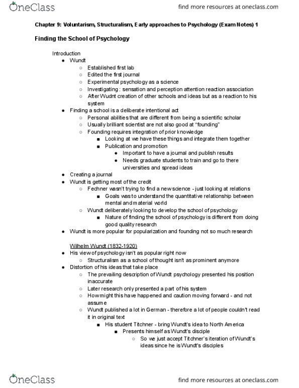 PSY 4130 Lecture Notes - Lecture 2: Wilhelm Wundt, Experimental Psychology, Relate thumbnail