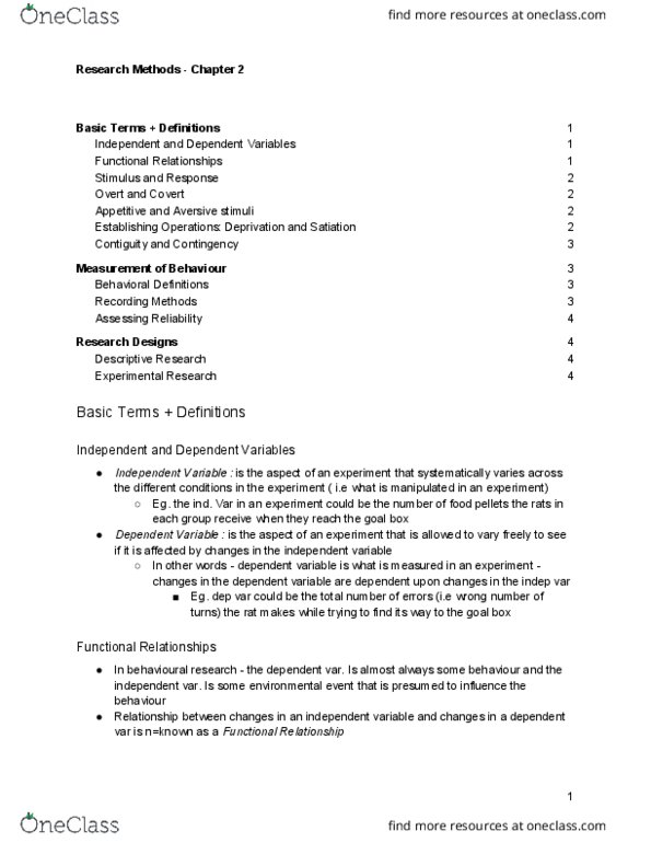 PSY 3103 Lecture Notes - Lecture 2: Dependent And Independent Variables, Contiguity, Electric Shock thumbnail