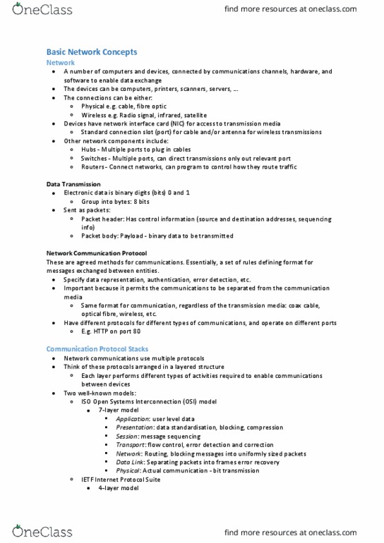 CAB240 Lecture Notes - Lecture 11: Osi Model, Network Interface Controller, Internet Protocol Suite thumbnail