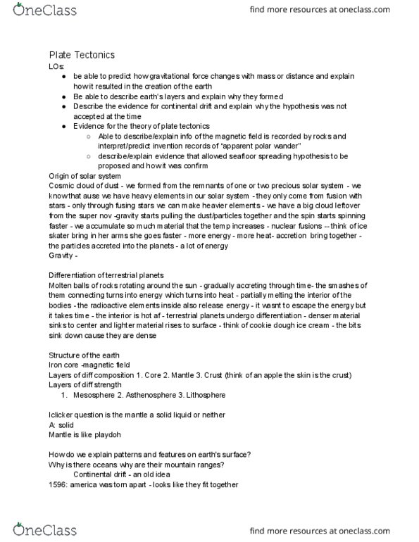 EARTHSS 1 Lecture Notes - Lecture 2: Apparent Polar Wander, Cookie Dough, Continental Drift thumbnail