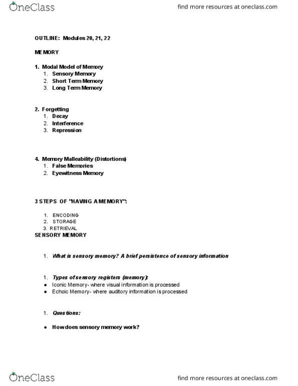 PSYCH 100 Lecture 7: PSY100 Modules 20, 21, 22 thumbnail