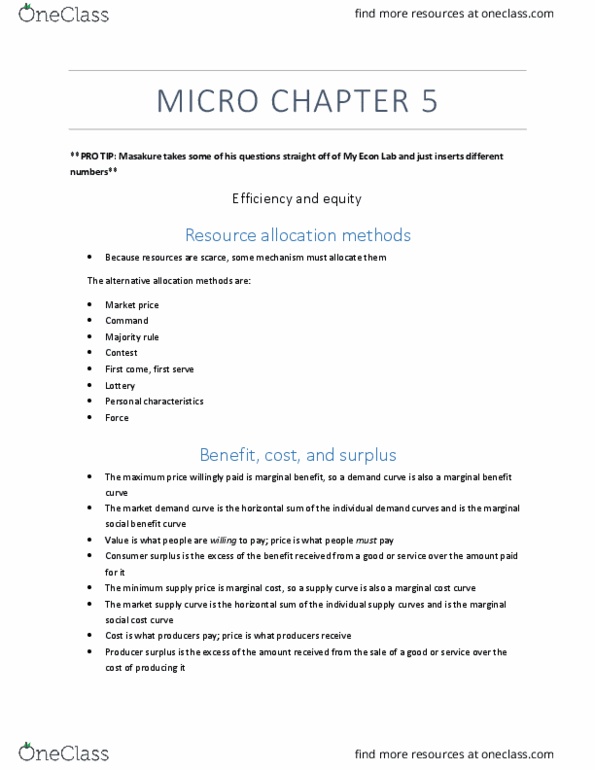 EC120 Lecture Notes - Lecture 5: Marginal Utility, Demand Curve, Marginal Cost cover image
