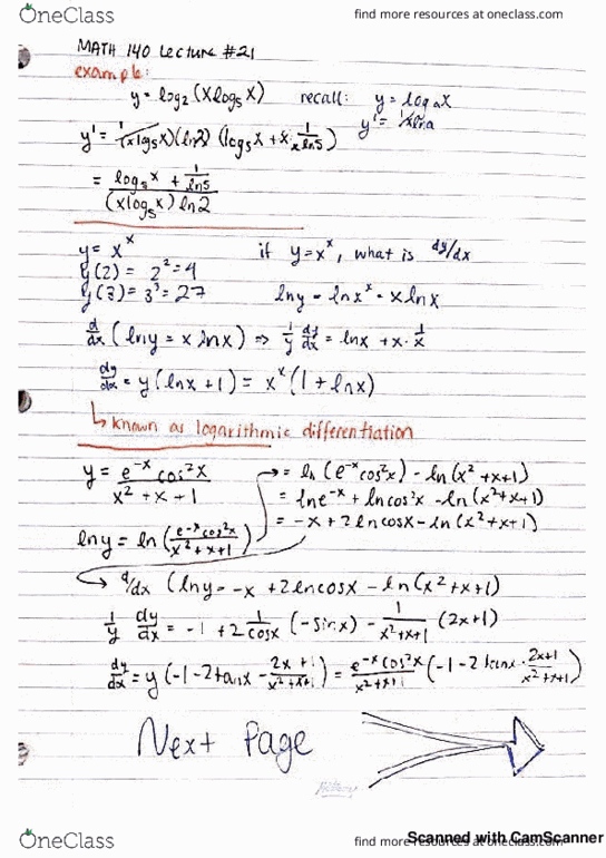 MATH 140 Lecture 21: Differentiations Sample Problems cover image