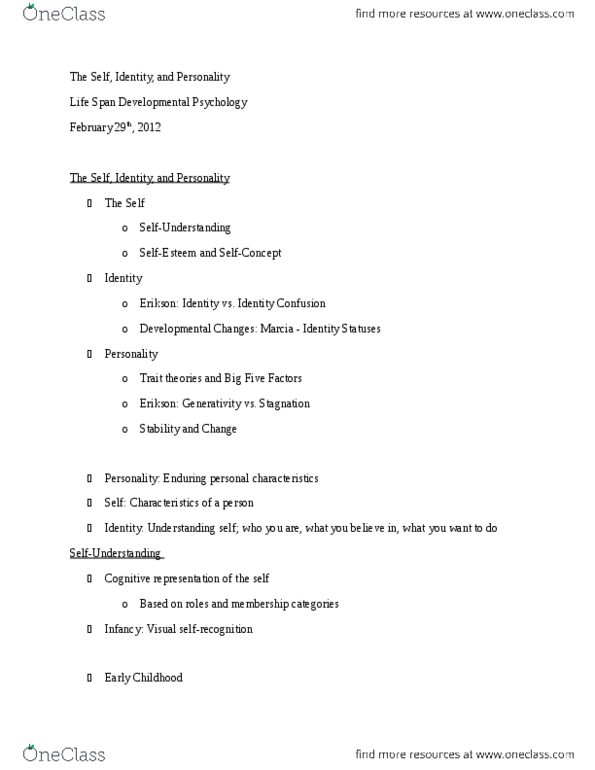 PSY BEH 101D Lecture Notes - Lecture 11: Longitudinal Study, Midlife Crisis, Neuroticism thumbnail
