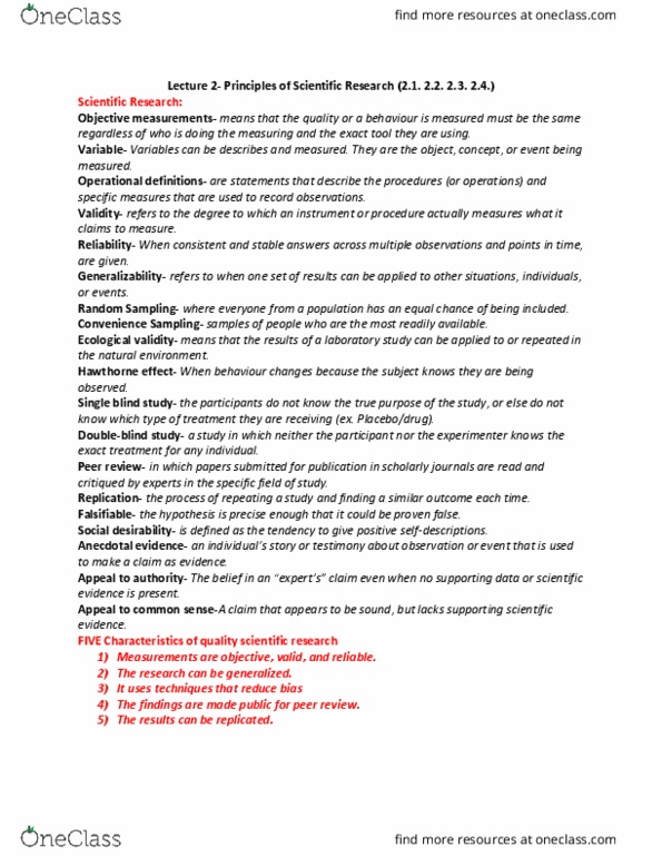 PSYC 1000 Lecture Notes - Lecture 3: Ecological Validity, Informed Consent, Research thumbnail