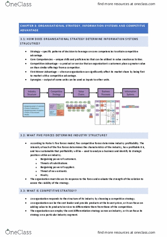 INFS1602 Lecture Notes - Lecture 3: Bargaining Power, Value Chain, Switching Barriers thumbnail