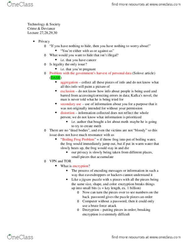 SOCY6670 Lecture Notes - Rickrolling, Denial-Of-Service Attack, Cyberterrorism thumbnail