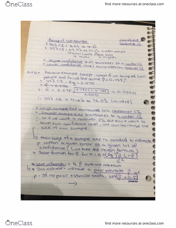 MATH 1P98 Lecture 19: 7.1 continuation and 7.2: estimating the population mean cover image