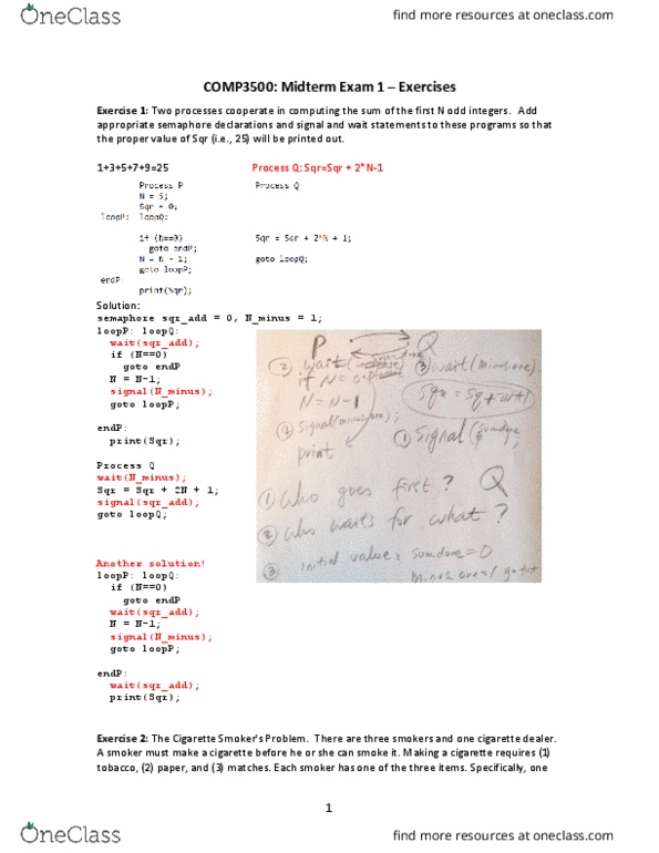 COMP 3500 Lecture 18: 18-Midterm 1 Review-Exercise Handout Key thumbnail