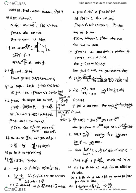 MATH 102 Final: MATH102 Final Exam 2013 Winter Step By Step Solutions ...