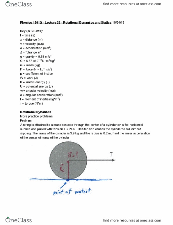 PHYS 1501Q Lecture 26: PHYS 1501Q - Lecture 26 - Rotational Dynamics and Statics thumbnail