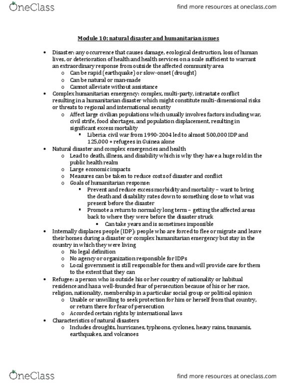 HSC 4624 Lecture Notes - Lecture 10: Habitual Residence, Community Areas In Chicago, Natural Disaster thumbnail