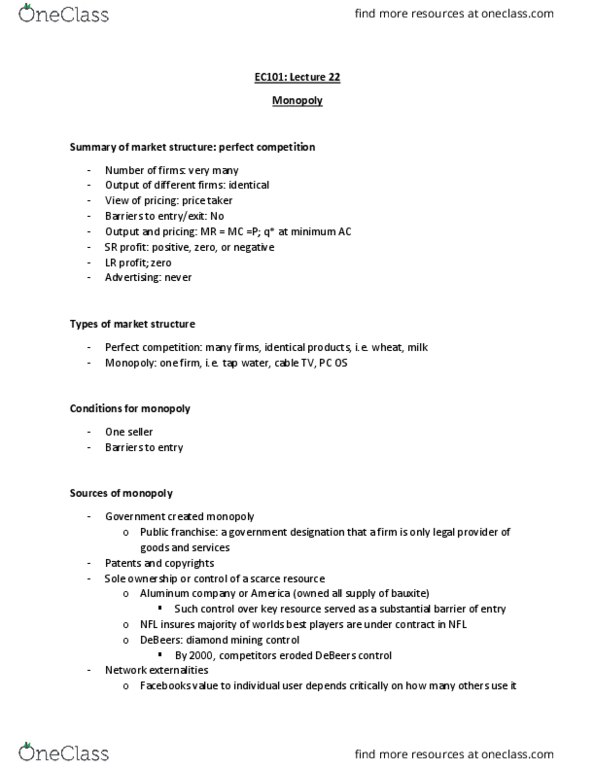 CAS EC 101 Lecture Notes - Lecture 22: De Beers, Market Power, Bauxite thumbnail