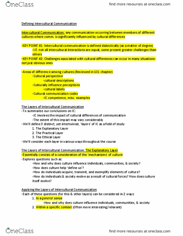 COM 202 Lecture Notes - Lecture 2: Intercultural Communication, Network Layer thumbnail