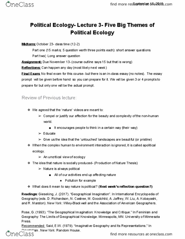 GGRB21H3 Lecture 3: Five Big Themes of Political Ecology thumbnail