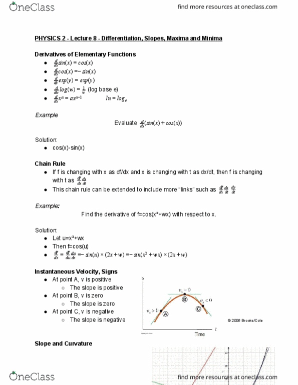 PHYSICS 2 Lecture 8: PHYSICS 2 - Lecture 8 - Differentiation, Slopes, Maxima and Minima cover image