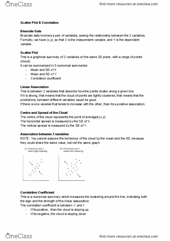 MATH1005 Lecture Notes - Lecture 5: Scatter Plot thumbnail