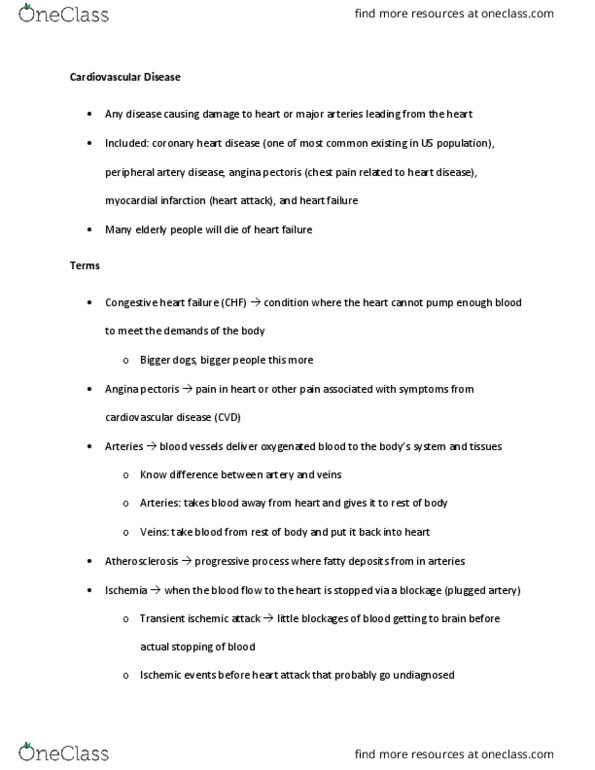 KIN 235 Lecture Notes - Lecture 17: Angina Pectoris, Transient Ischemic Attack, Peripheral Artery Disease thumbnail