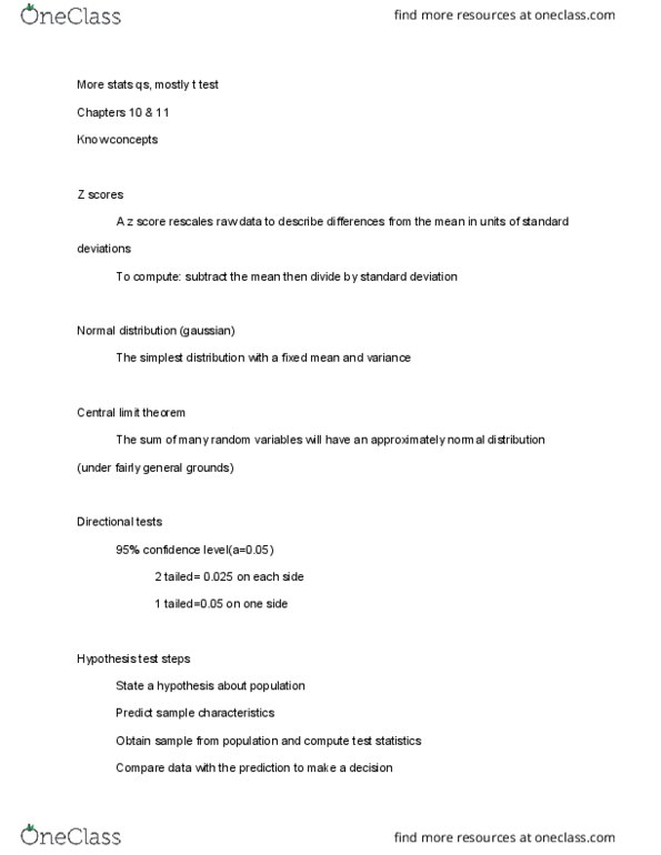 PSYC 2100WQ Lecture Notes - Lecture 16: Central Limit Theorem, Standard Deviation, Normal Distribution thumbnail
