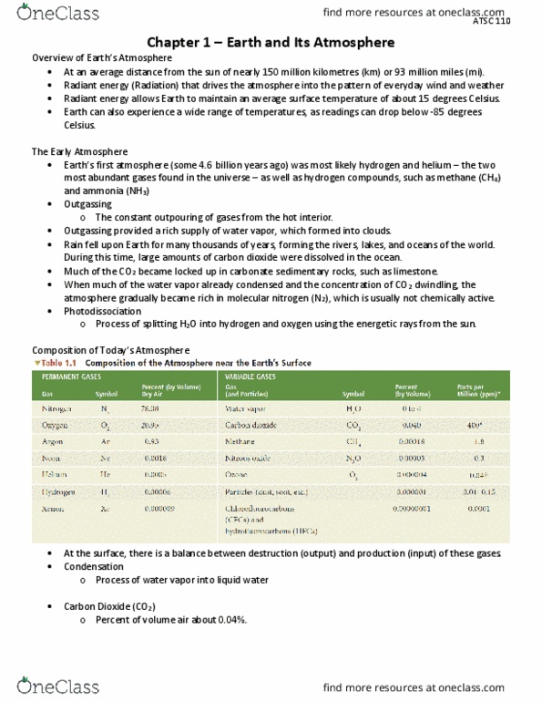ATSC 110 Lecture Notes - Lecture 1: Radiant Energy, Photodissociation, Nitrogen Dioxide thumbnail