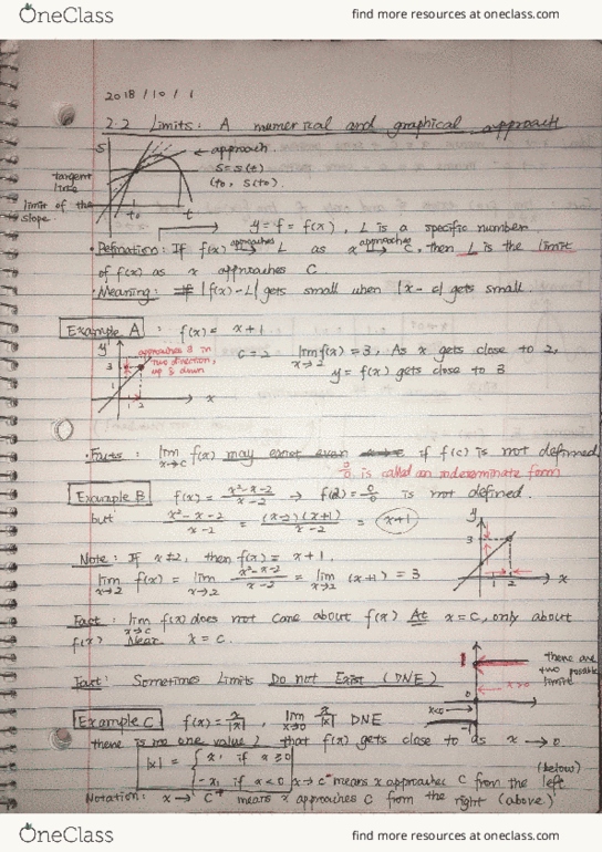 MATH 20A Lecture 2: 2.2 Limits: A numerical and graphical approach cover image