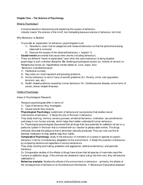 PSYA01H3 Chapter 1: Textbook Notes for chapter 1 thumbnail