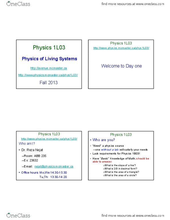 PHYSICS 1L03 Lecture Notes - Academic Integrity, Problem Set thumbnail
