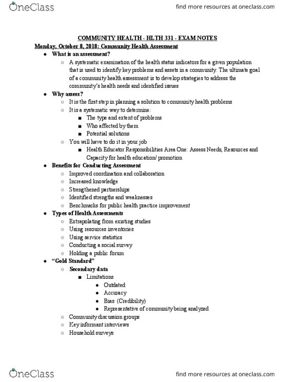 HLTH 331 Lecture Notes - Lecture 11: Icu Scoring Systems, Health Assessment thumbnail