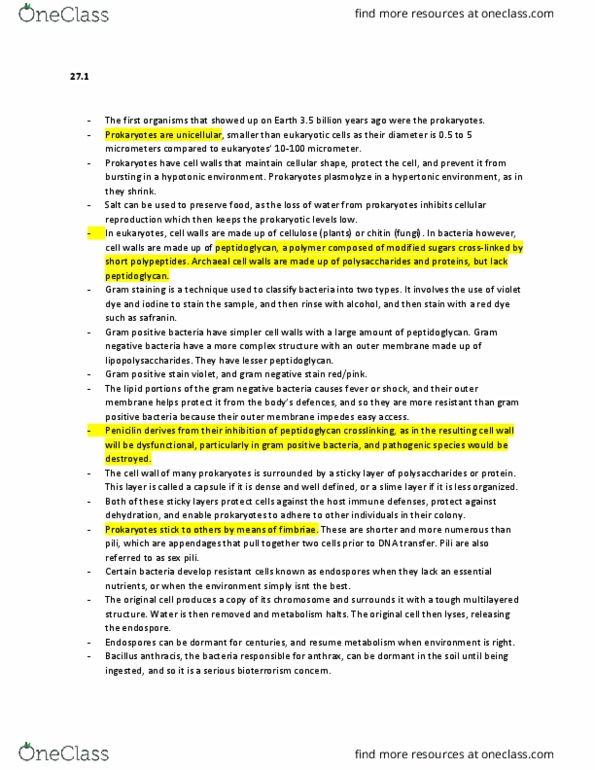 BIOL108 Chapter Notes - Chapter 27: Gram Staining, Negative Stain, Gram-Negative Bacteria thumbnail