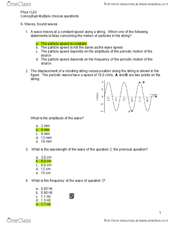 PHYSICS 1L03 Lecture Notes - Standing Wave, Sound Intensity, String Vibration thumbnail