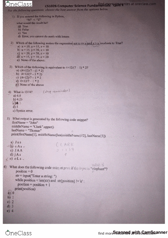 Computer Science 1026A/B Lecture 15: lecture15 practice quiz thumbnail