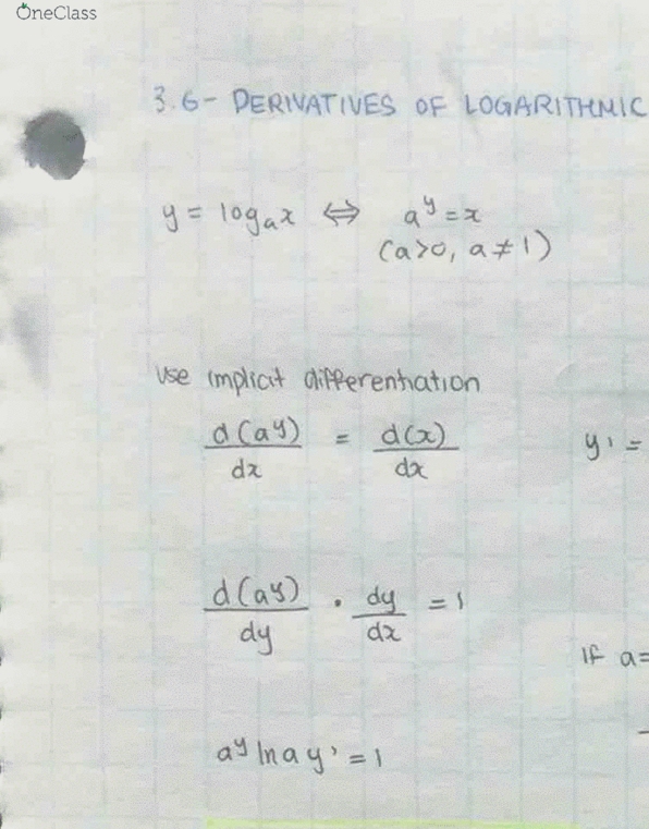 Calculus 1000A/B Lecture 28: Section 3.6 Derivstives of Logarithmic Function cover image