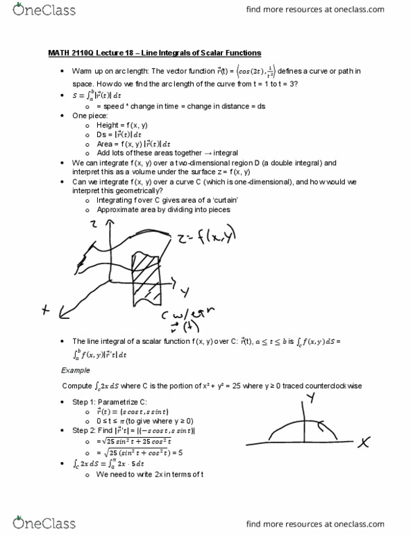 MATH 2110Q Lecture Notes - Lecture 18: Multiple Integral, Unit Vector cover image