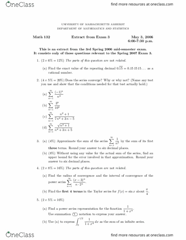 Math 132 Study Guide - Fall 2018, Midterm - Repeating Decimal, Rational 