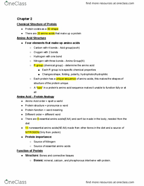 NUT 10 Chapter Notes - Chapter 2: Function Word, Protein Structure, Connective Tissue thumbnail
