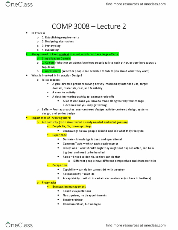 COMP 3008 Lecture Notes - Lecture 2: Interaction Design, Domain Knowledge, No Surprises thumbnail