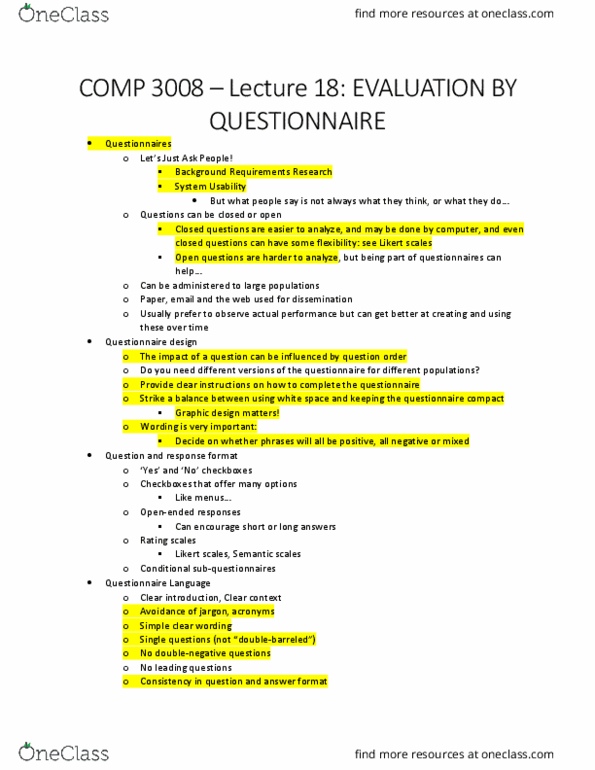 COMP 3008 Lecture Notes - Lecture 18: Likert Scale, Checkbox, Graphic Design thumbnail