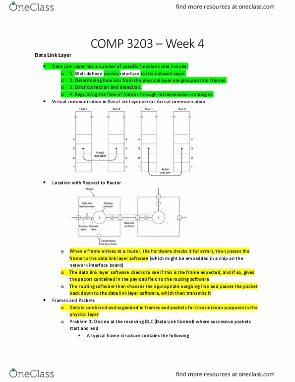 COMP 3203 Lecture Notes - Lecture 4: Link Layer, Network Layer, Error Detection And Correction thumbnail