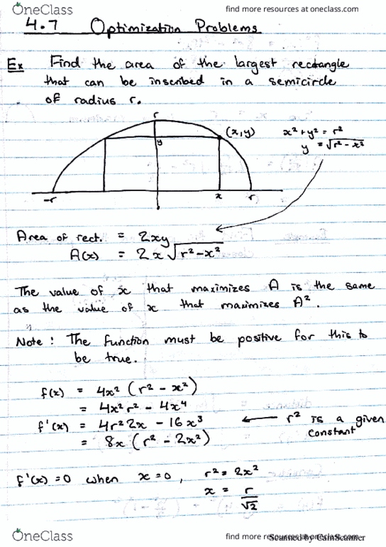MATH 1ZA3 Lecture 24: Optimization Problems cover image