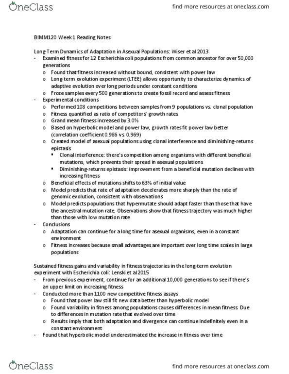 BIMM 120 Chapter Notes - Chapter 2: Power Law, Epistasis, Mutation Rate thumbnail