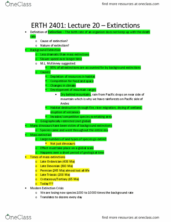 ERTH 2401 Lecture 20: Extinctions thumbnail