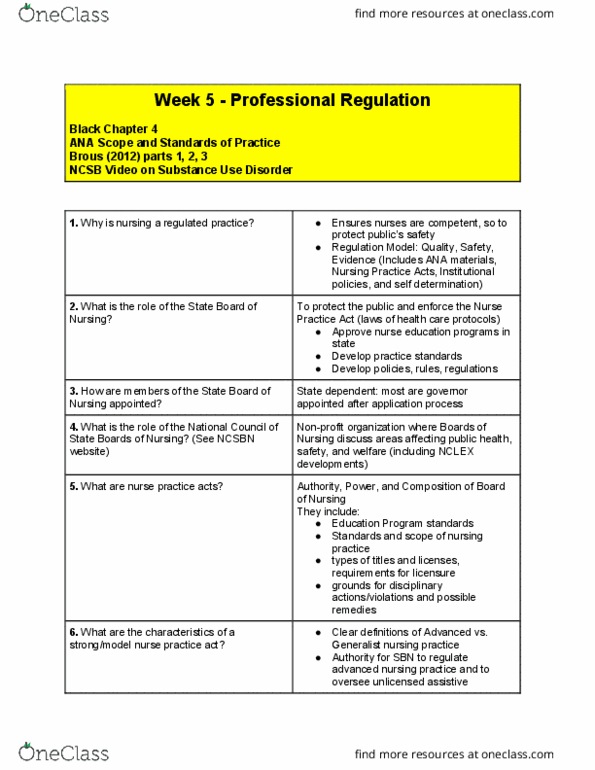 NURSE-UN 1261 Lecture Notes - Lecture 5: National Council Licensure Examination, Unlicensed Assistive Personnel, Health Insurance Portability And Accountability Act thumbnail
