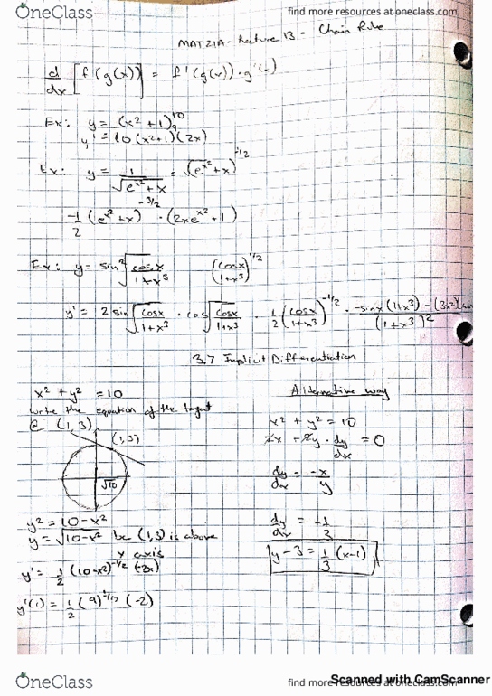 MAT 21A Lecture 14: MAT21A Chain Rule cover image