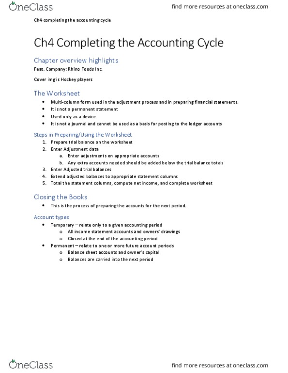 ACC 211 Lecture Notes - Lecture 7: Accounting Information System, Trial Balance, Balance Sheet thumbnail