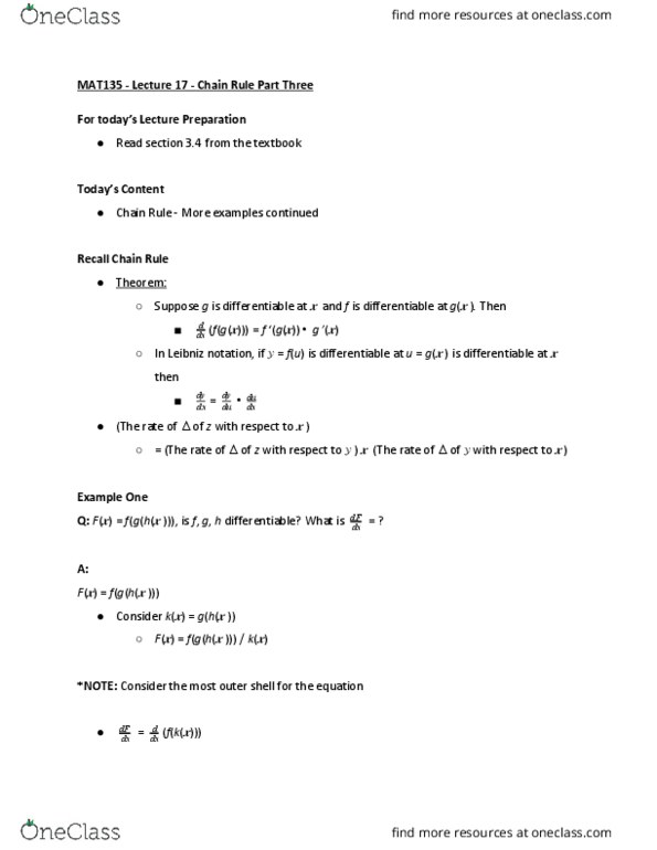 MAT135H1 Lecture 17: MAT135 - Lecture 17 - Chain Rule Part Three cover image