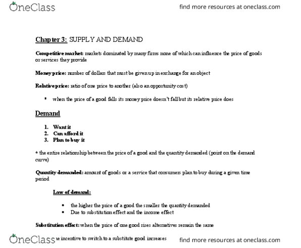 ECON 1050 Chapter Notes - Chapter 3: Demand Curve, Marginal Utility, Marginal Cost thumbnail